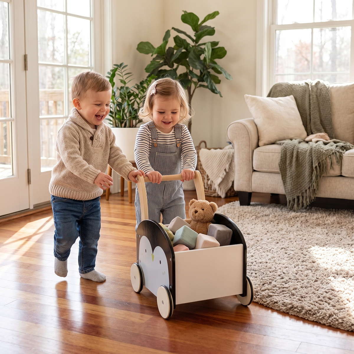 Labebe Wooden Penguin Push Walker for Babies and Toddlers