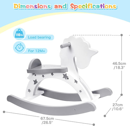 Labebe Nordic Wooden Rocking Horse | Grey Star Baby Rocker