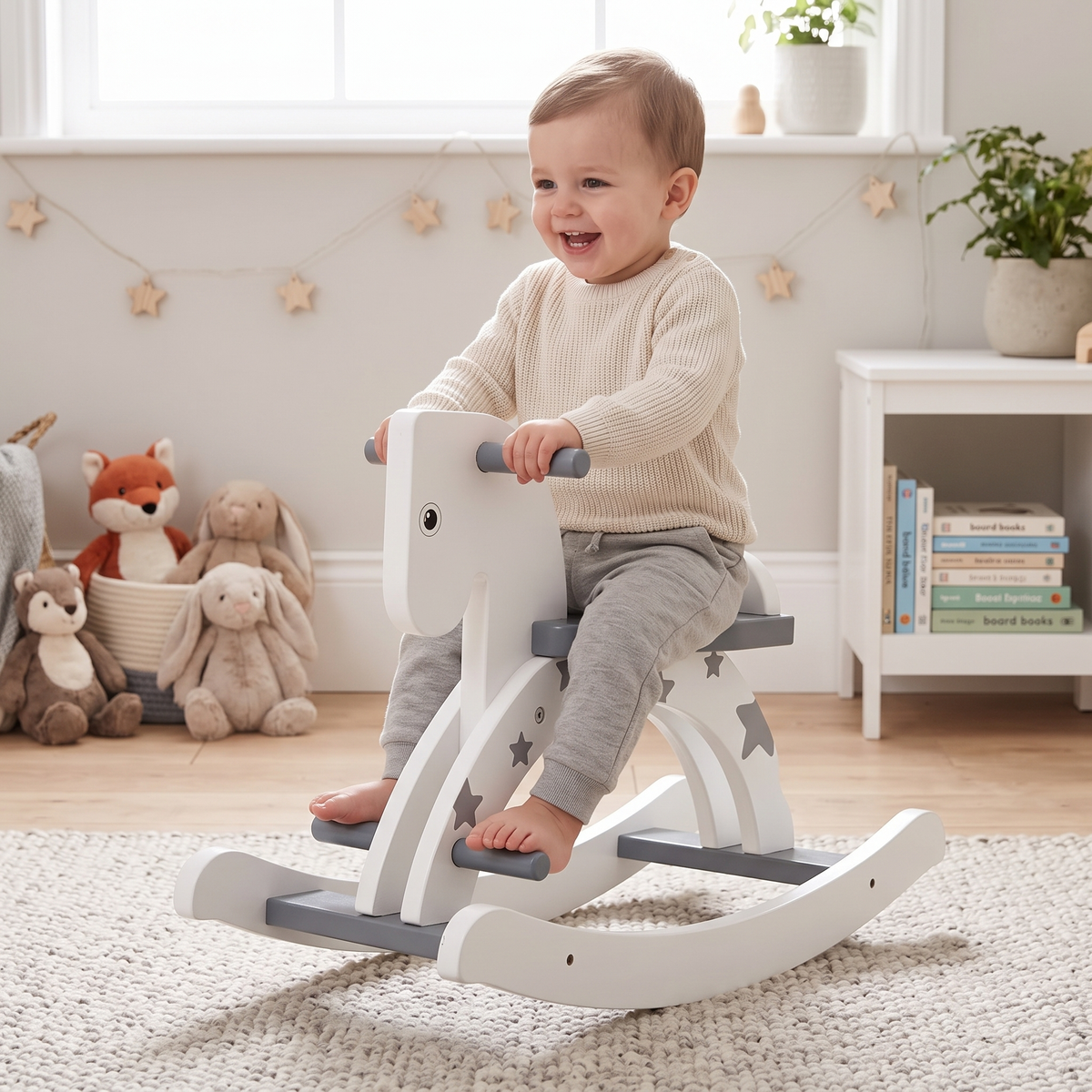 Labebe Wooden Rocking Horse | Grey Star Baby & Toddler Rocker