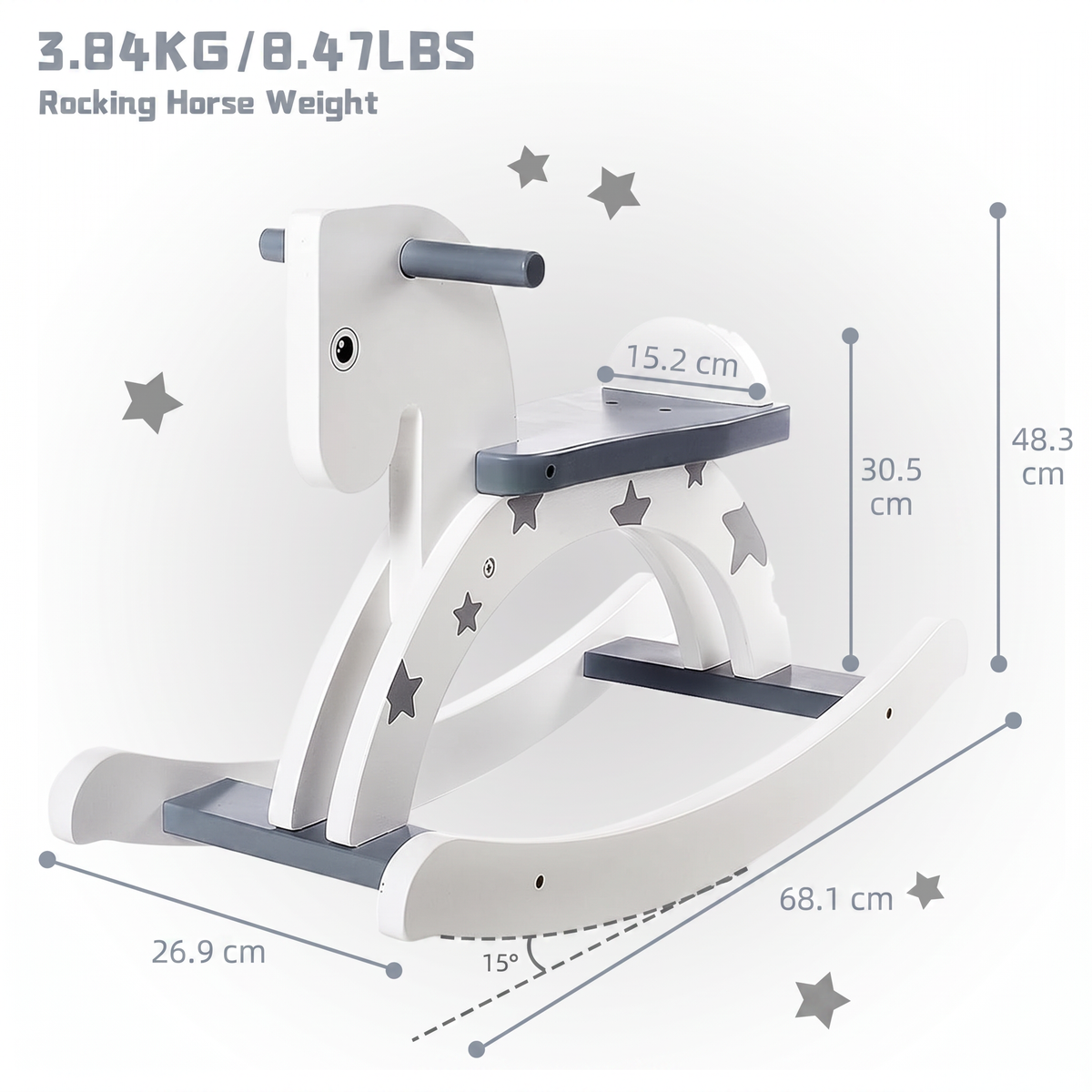 Labebe Wooden Rocking Horse | Grey Star Baby & Toddler Rocker