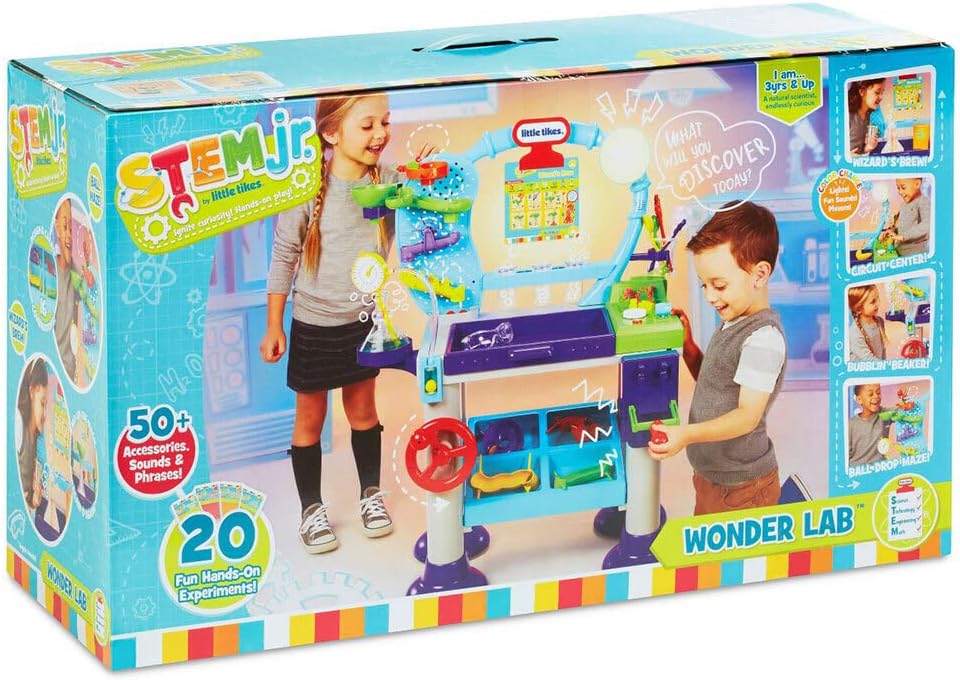 Little Tikes STEM Jr Wonder Lab science playset with 20 experiments and 50 accessories for preschoolers