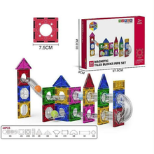 Magnetic Tiles Pipe Building Set – 44pcs Magnetic Blocks Marble Run STEM Toy for Kids