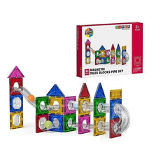Magnetic Tiles Pipe Building Set – 44pcs Magnetic Blocks Marble Run STEM Toy for Kids