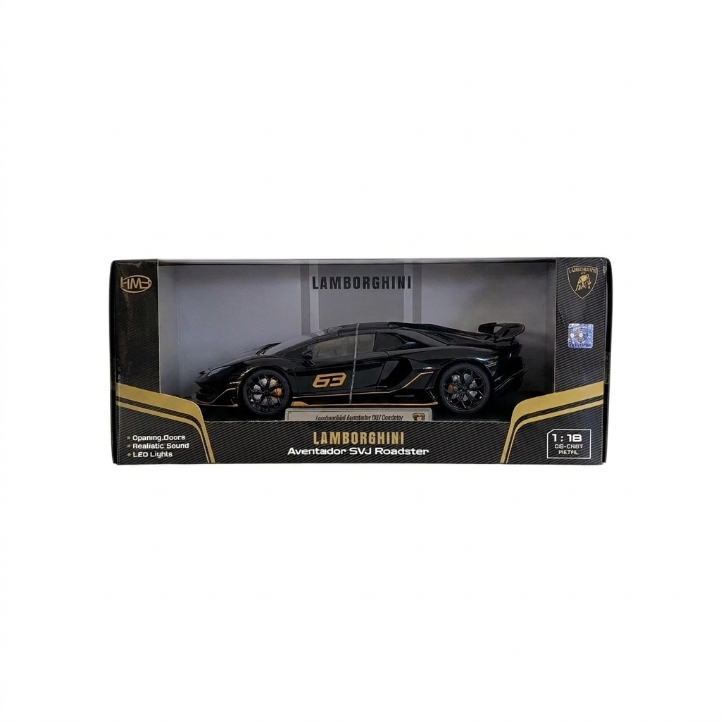 Official Lamborghini Aventador SVJ Special Edition 1:18 Scale Die-Cast Model Car - Black