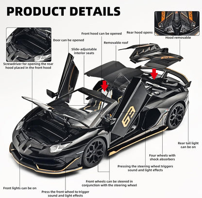 Official Lamborghini Aventador SVJ Special Edition 1:18 Scale Die-Cast Model Car - Black