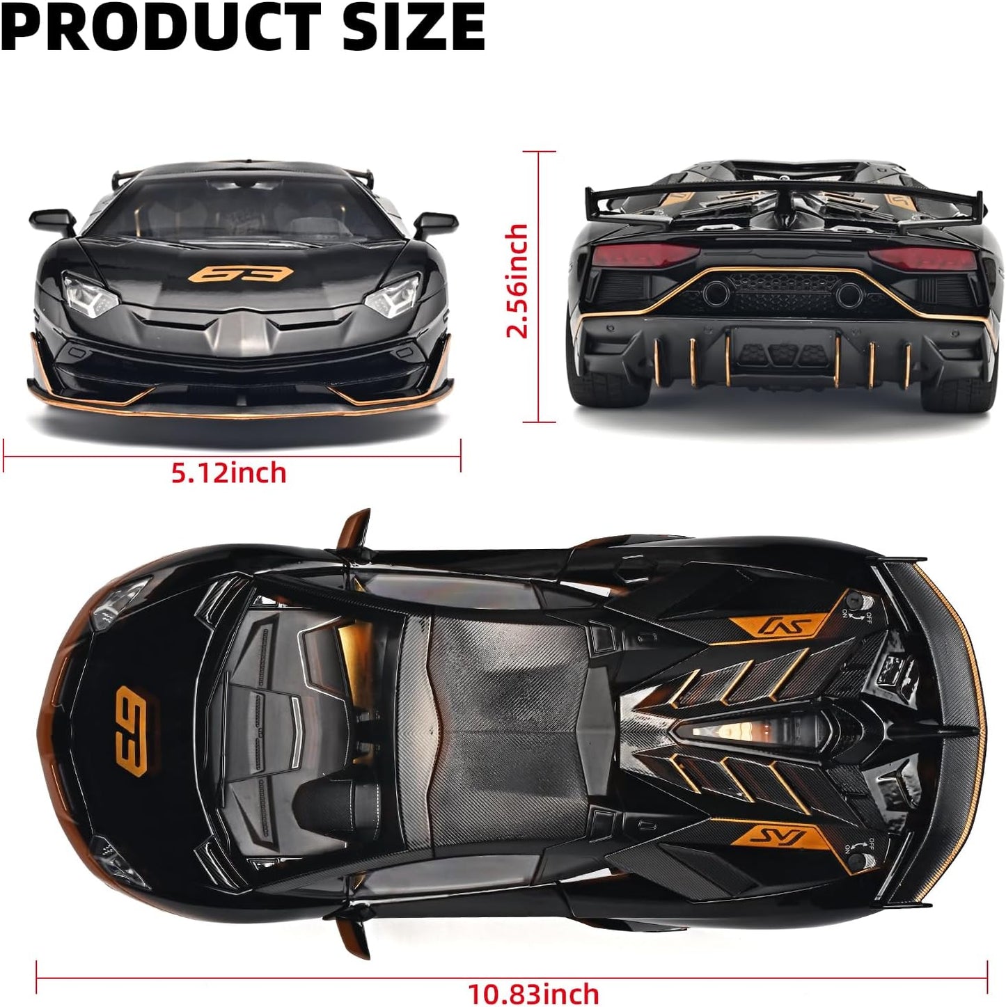 Official Lamborghini Aventador SVJ Special Edition 1:18 Scale Die-Cast Model Car - Black