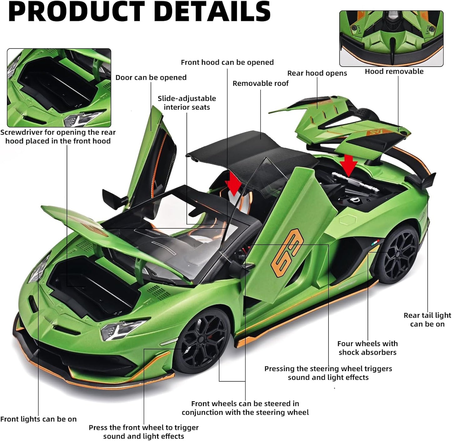 Official Lamborghini Aventador SVJ Special Edition 1:18 Scale Die-Cast Model Car - Green