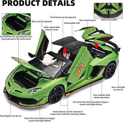 Official Lamborghini Aventador SVJ Special Edition 1:18 Scale Die-Cast Model Car - Green