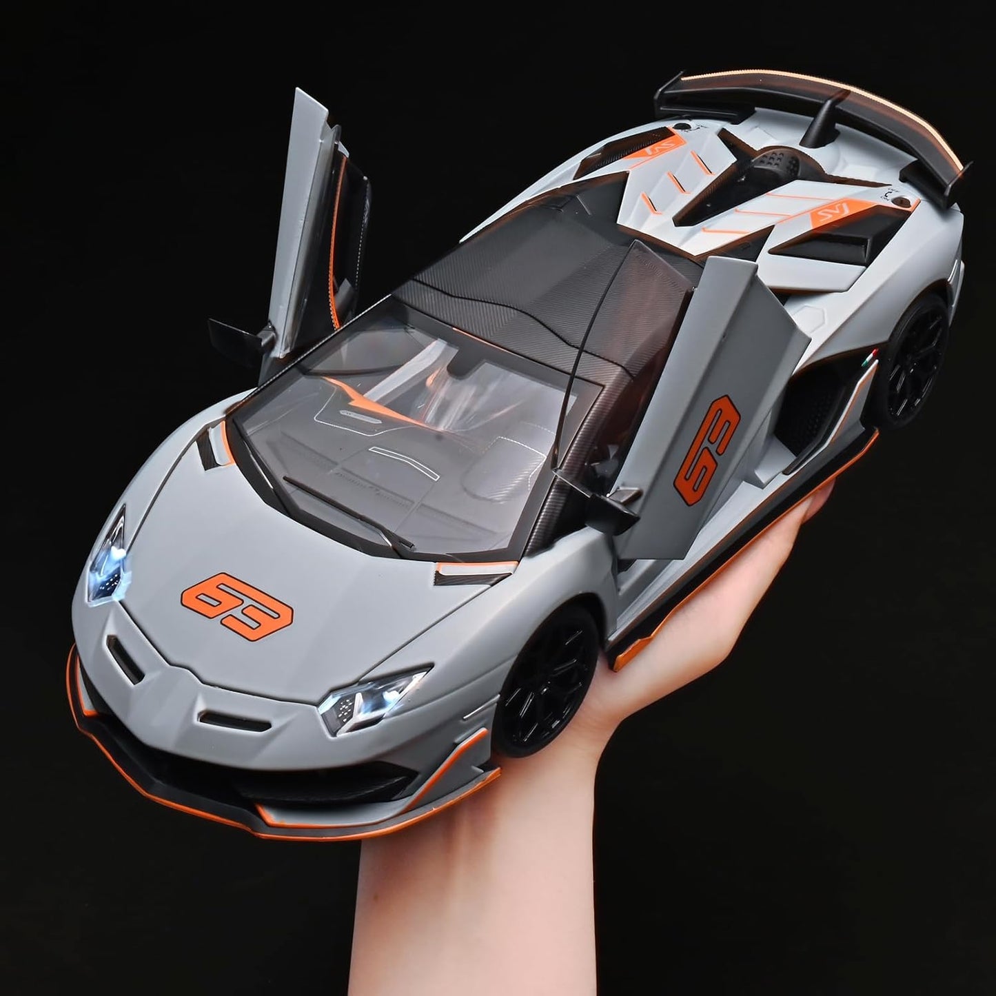 Official Lamborghini Aventador SVJ Special Edition 1:18 Scale Die-Cast Model Car - Grey