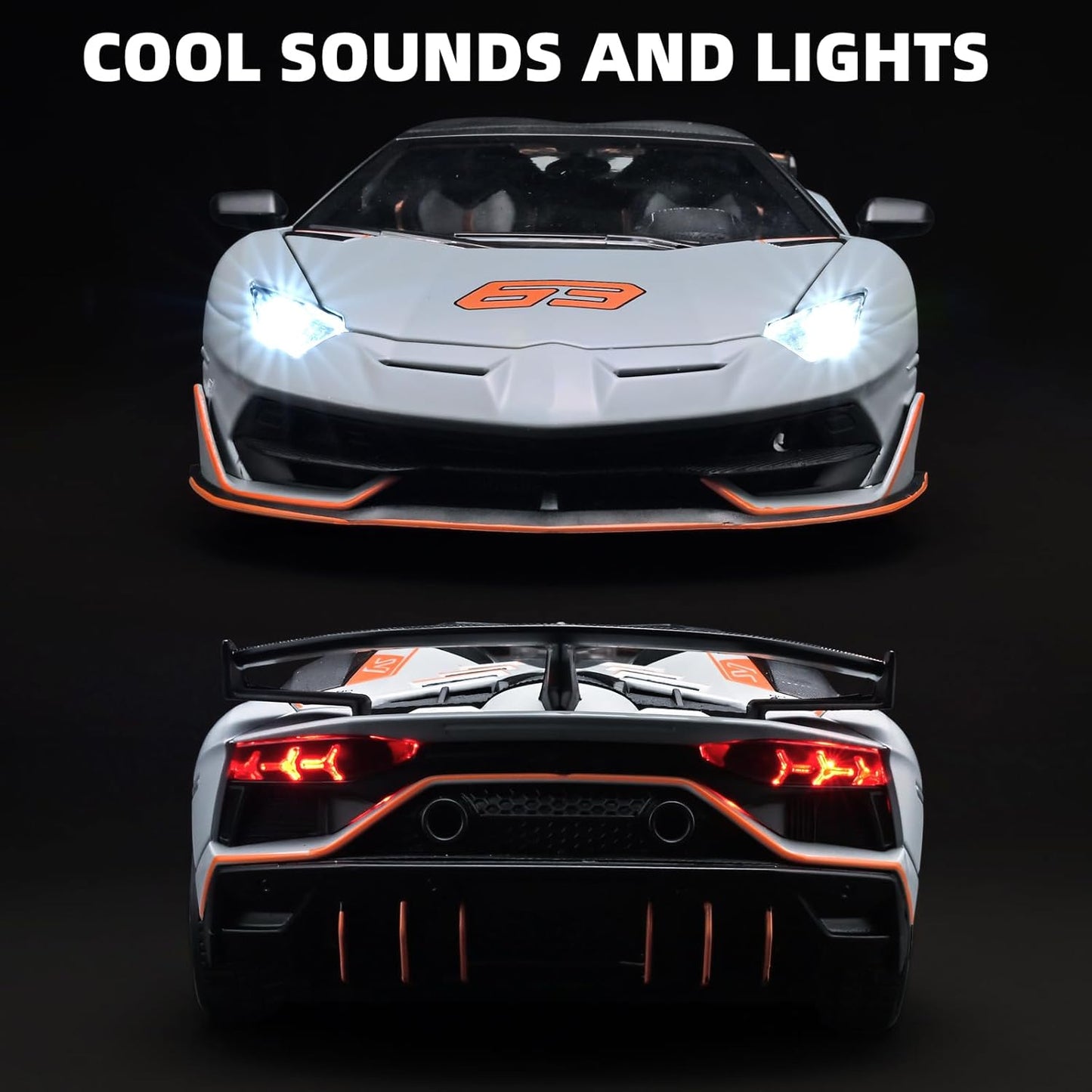 Official Lamborghini Aventador SVJ Special Edition 1:18 Scale Die-Cast Model Car - Grey
