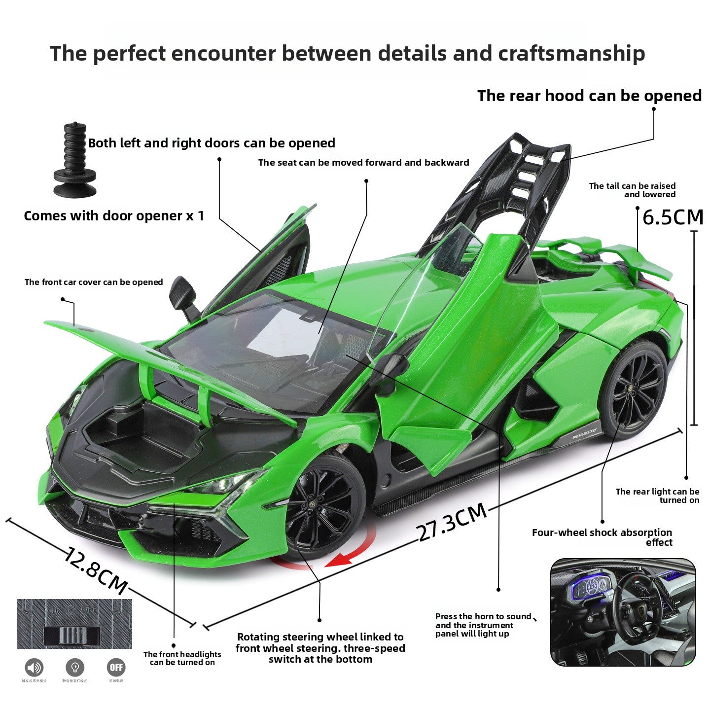 Official Lamborghini Revuelto 1:18 Scale Die-Cast Model Car — Green