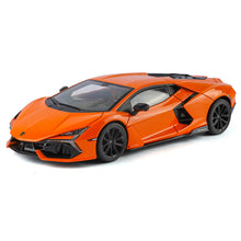 Lamborghini Revuelto V12 hybrid 1:18 die-cast model car in Arancio Orange — front three-quarter view with Y-shaped headlights