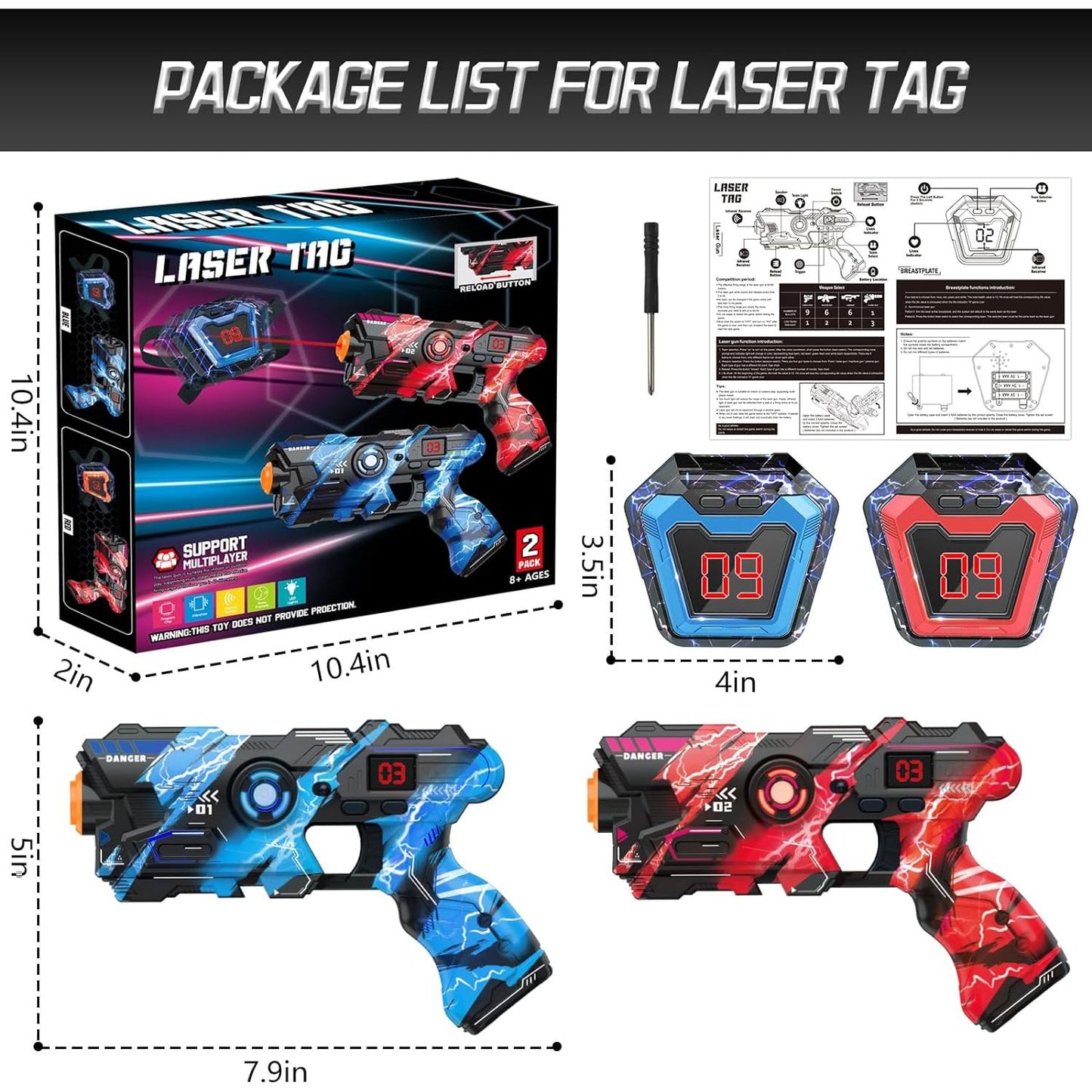 Package List For Laser Tag Toy Duo Pack