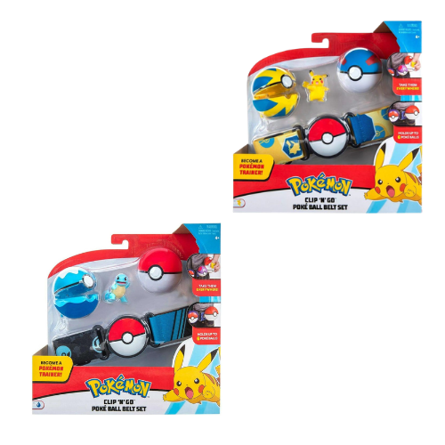 Pokémon Clip 'N' Go Belt Toy Bundle - Pikachu & Squirtle