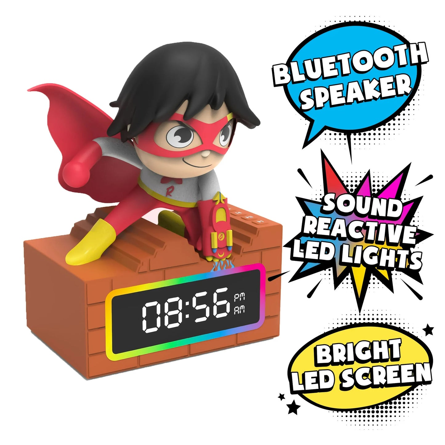 Ryan's World Red Titan Alarm Clock With LED Lights