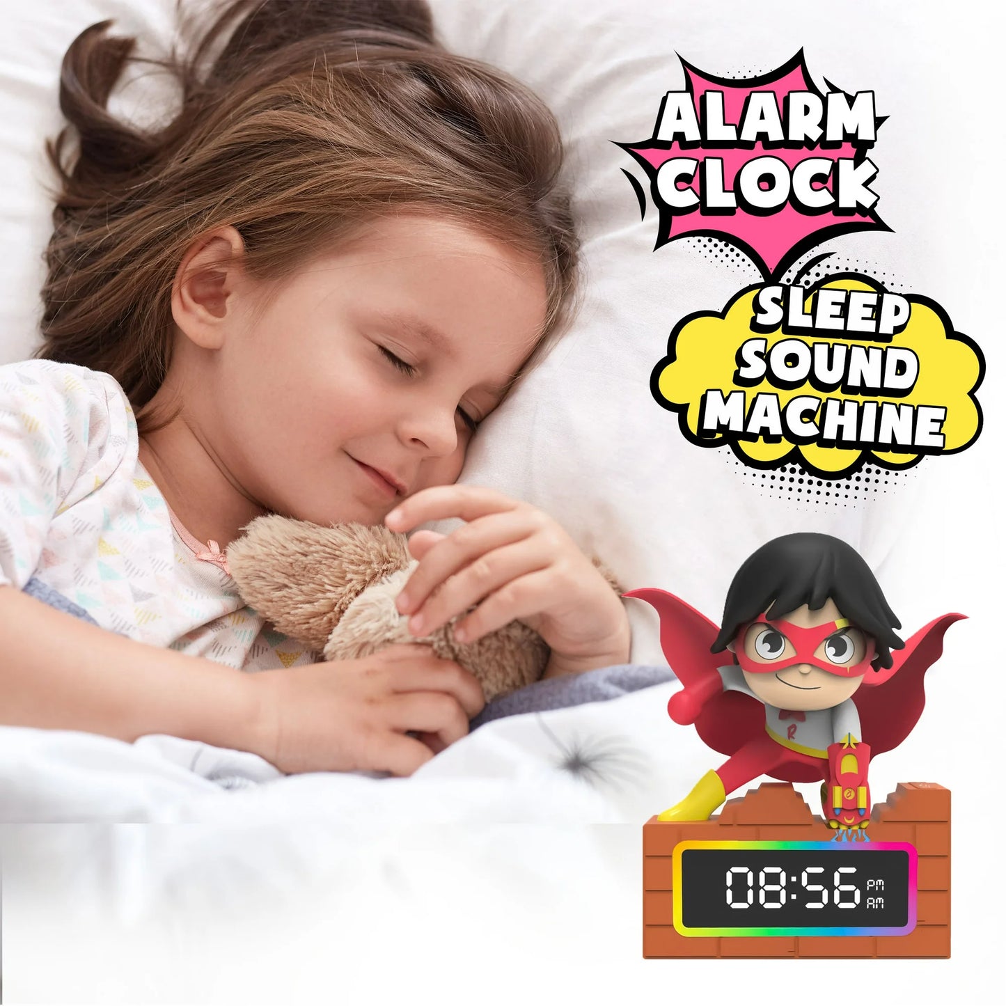Ryan's World Red Titan Alarm Clock With LED Lights
