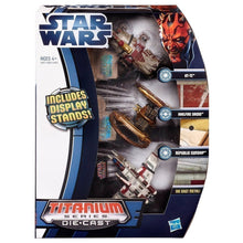 Star Wars Die Cast Titanium Vehicles - AT-TE, Hailfire Driod, Republic Gunship