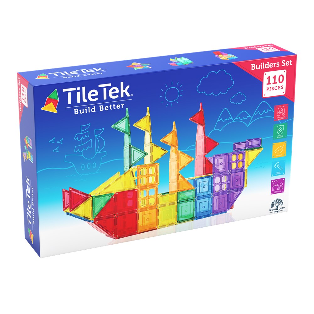 TOMY TileTek Magnetic Tiles 110 Piece Builders Set – STEM Building Toy | Ages 3+