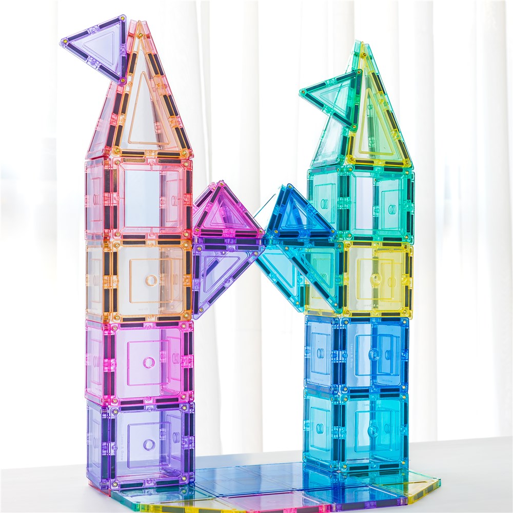 TOMY TileTek Magnetic Tiles 112 Piece Pastel Builders Set – STEM Toy | Ages 3+