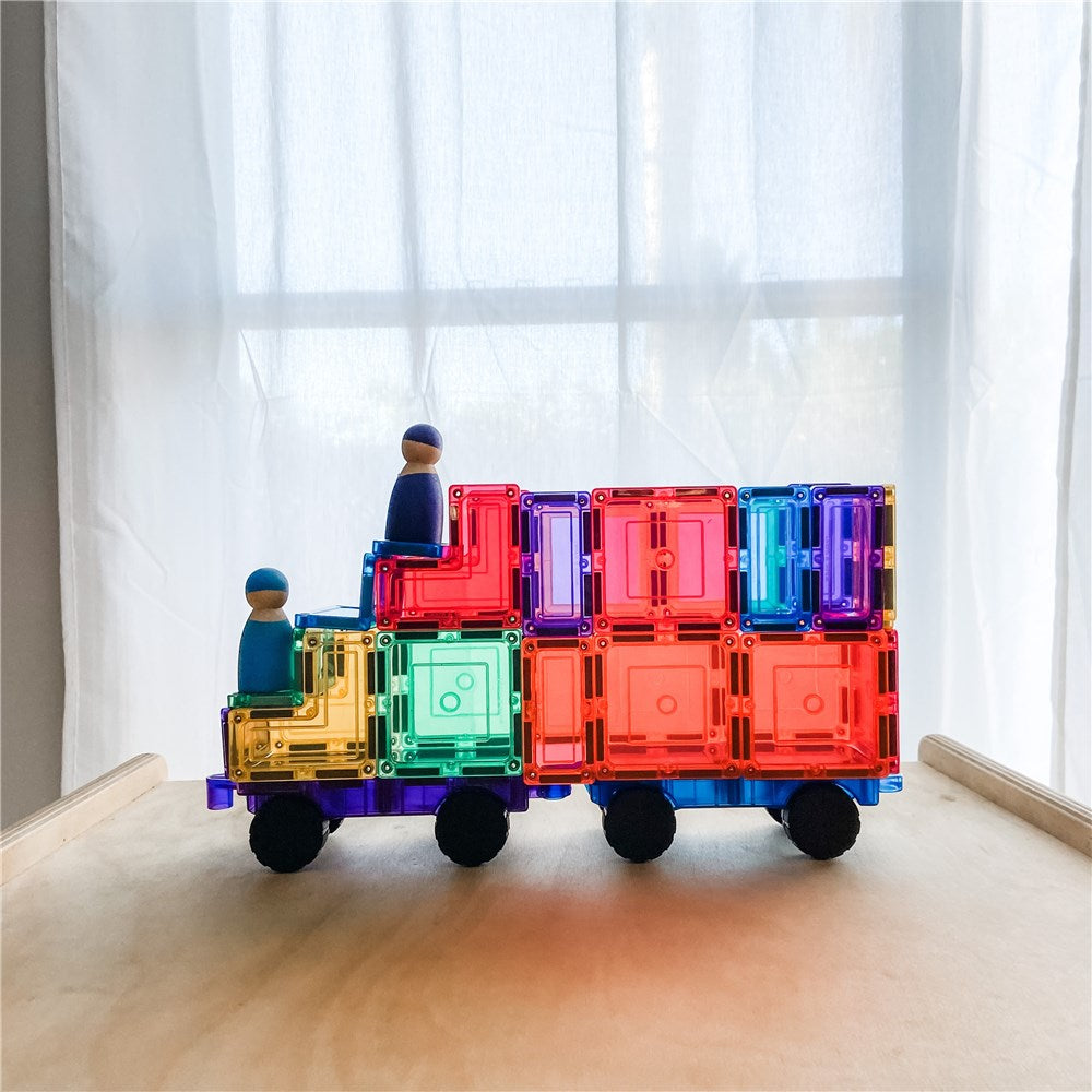 TOMY TileTek Magnetic Tiles 28 Piece Car Set – STEM Building Toy | Ages 3+