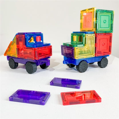 TOMY TileTek Magnetic Tiles 28 Piece Car Set – STEM Building Toy | Ages 3+