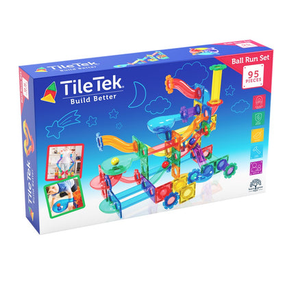 TOMY TileTek Magnetic Tiles 95 Piece Ball Run Set – STEM Building Toy | Ages 3+
