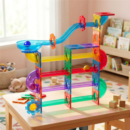TOMY TileTek Magnetic Tiles 95 Piece Ball Run Set – STEM Building Toy | Ages 3+