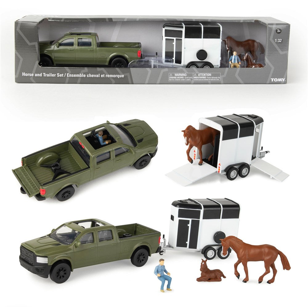 Tomy Horse and Trailer Playset 1:32 – Pickup Truck, Horses & Accessories