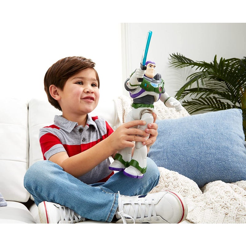 Child playing with laser blade buzz lightyear