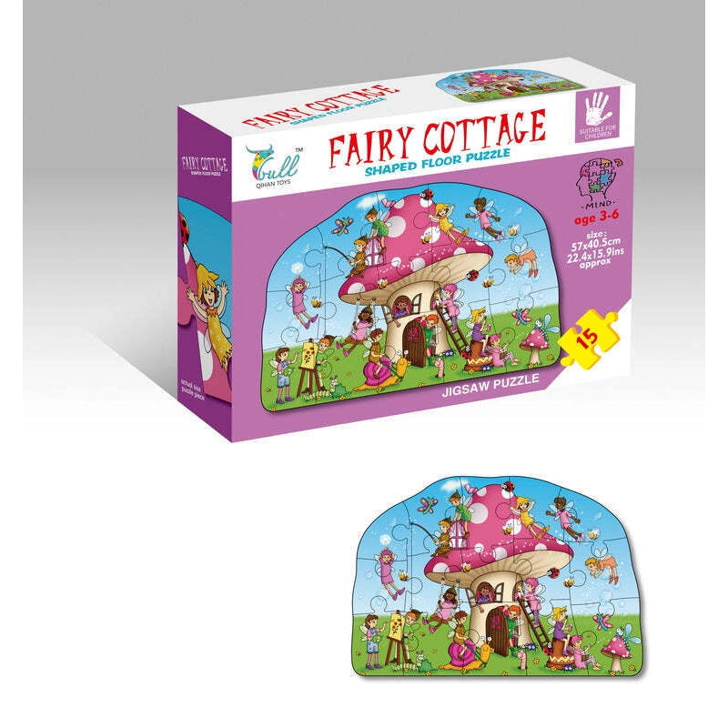 Fairy Cottage Shaped Floor Puzzle Jigsaw Puzzle 15 Pieces 3+