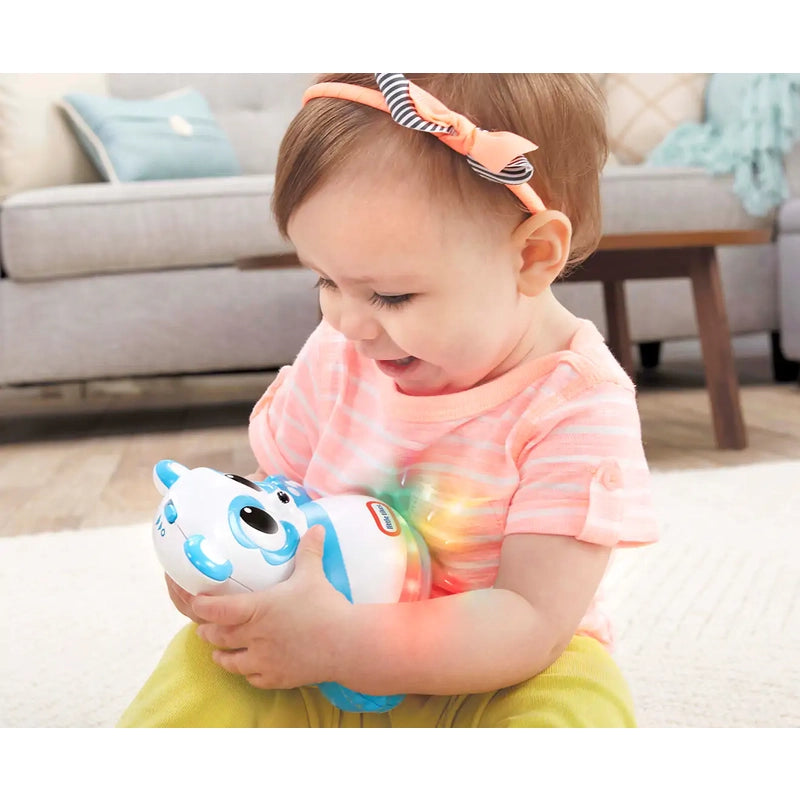 Baby playing with little tikes panda toy