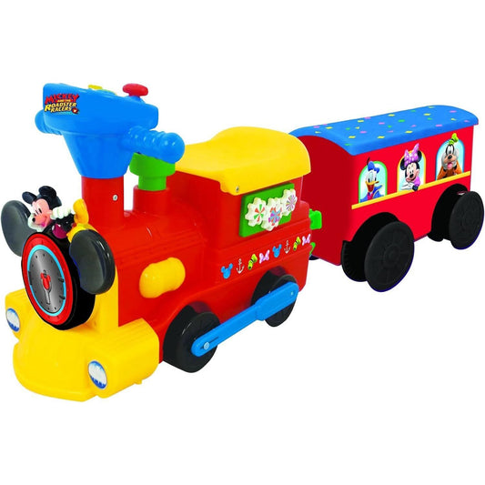 Kiddieland Mickey Mouse Battery-Powered Choo Choo Train Ride on with Caboose